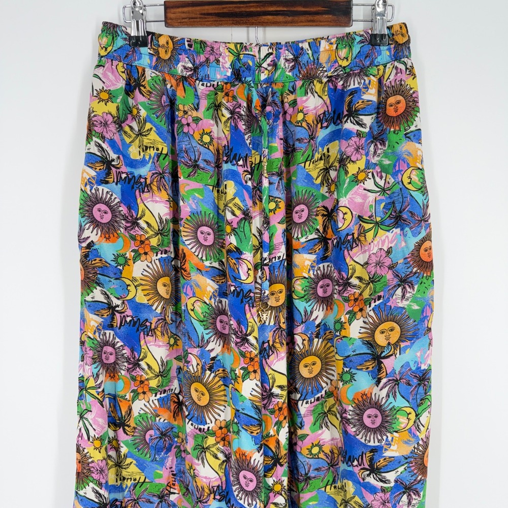 Kulani Kinis Tropical Cover‎ Up Sun Moon Celestial Wide Leg  Pants Womens Large - Picture 2 of 13